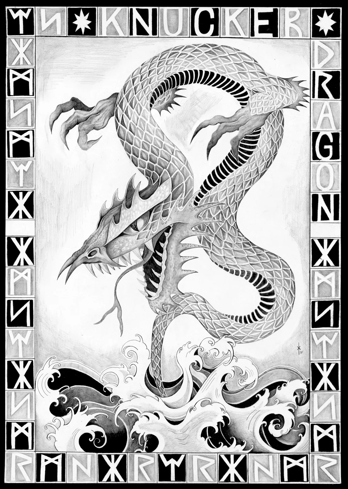 The Knucker Dragon print by Suze Tattoos